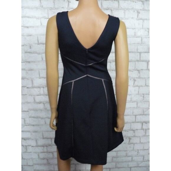 Calvin Klein Navy Blue Fit & Flare Scuba Stretch Dress w/Nude Lace Rows 2 NEW - Picture 7 of 8